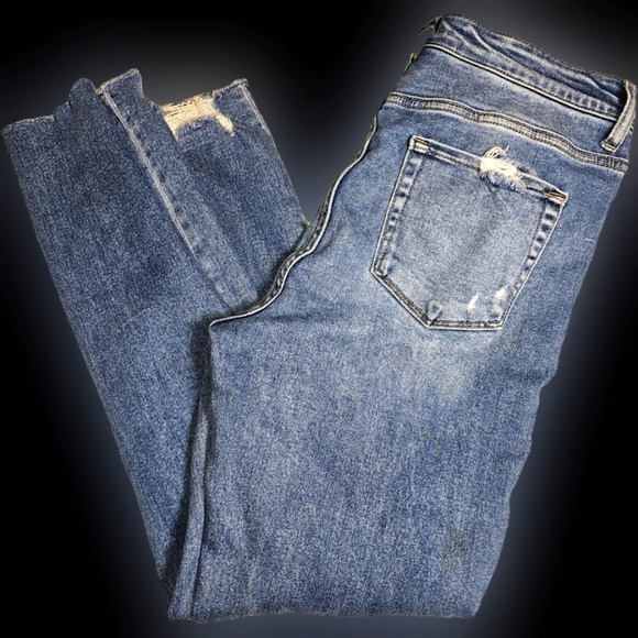 Flying Monkey Distressed Ripped Ankle Jeans Medium Wash 32 - Picture 1 of 13